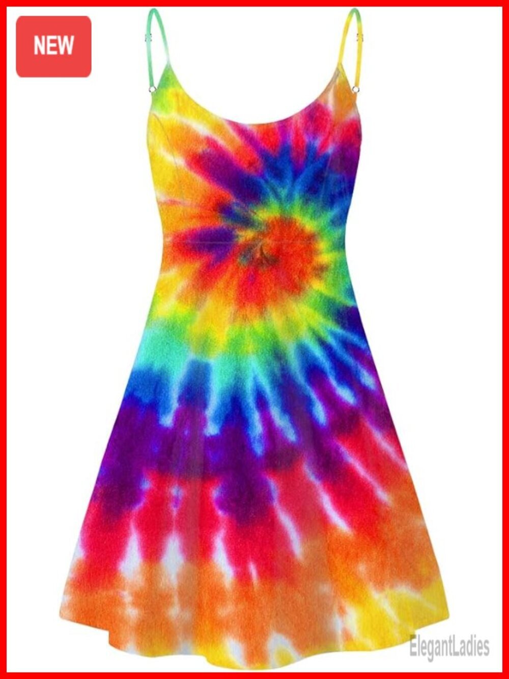 Sleeveless Spaghetti Strap Knee-Length A-Line Swing Sundress with Pockets